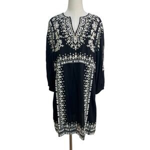 NWOT Anthropologie Black and White Embroidered Mini Dress